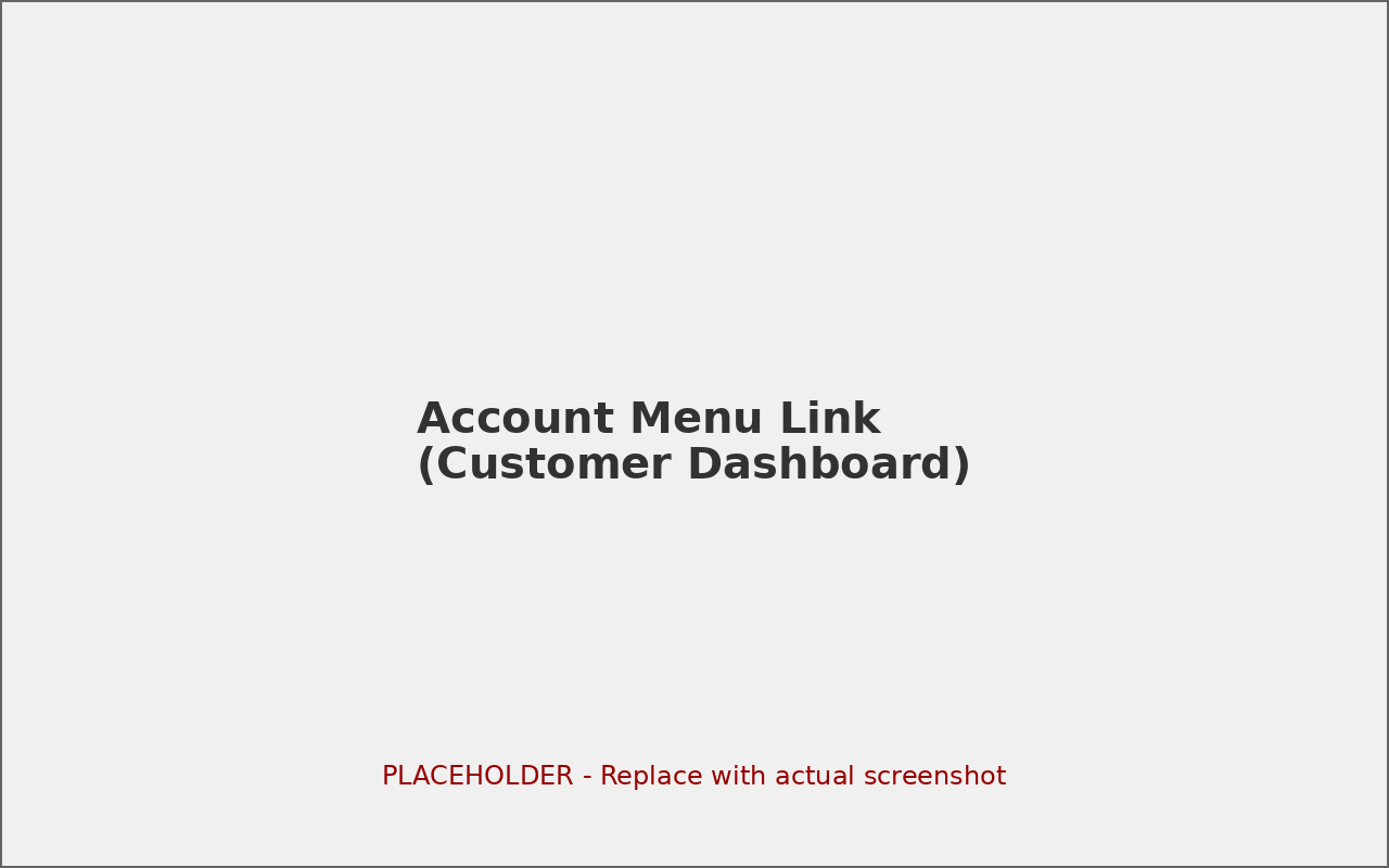 Account menu in the customer dashboard