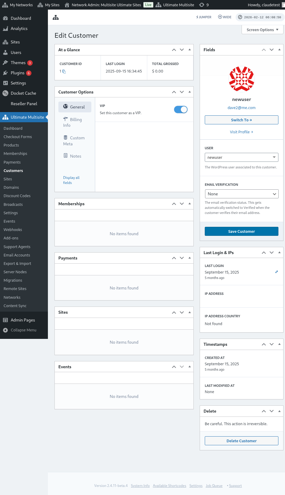 Customer edit interface