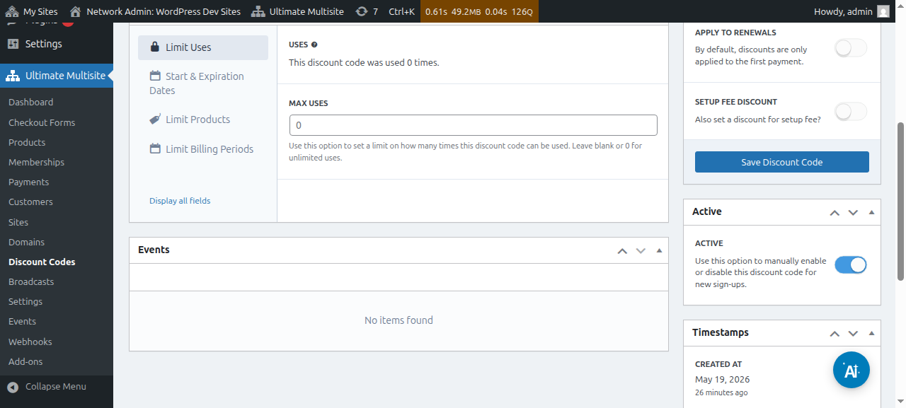 Discount amount setting with percentage or fixed-amount dropdown