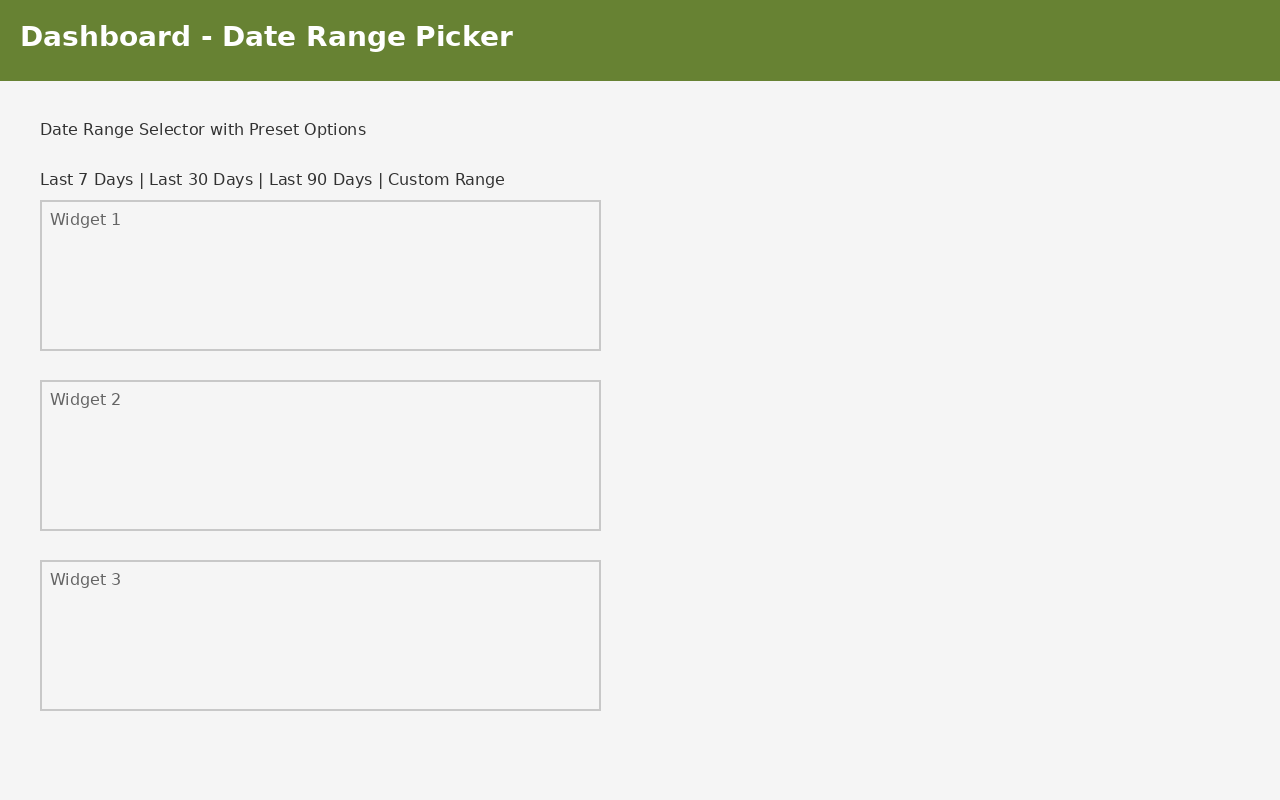 Date range selector and stats
