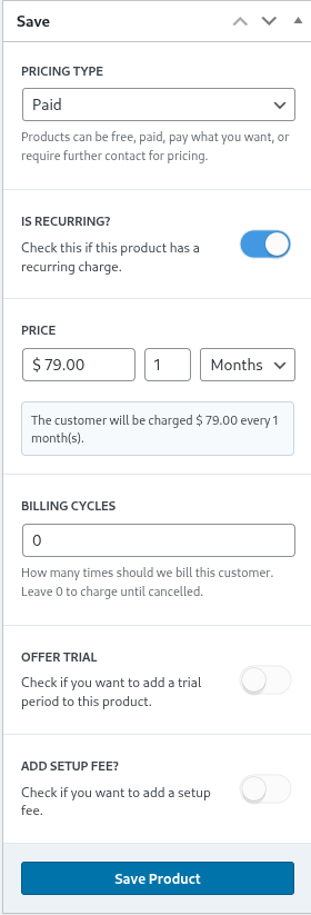 Pricing and save section