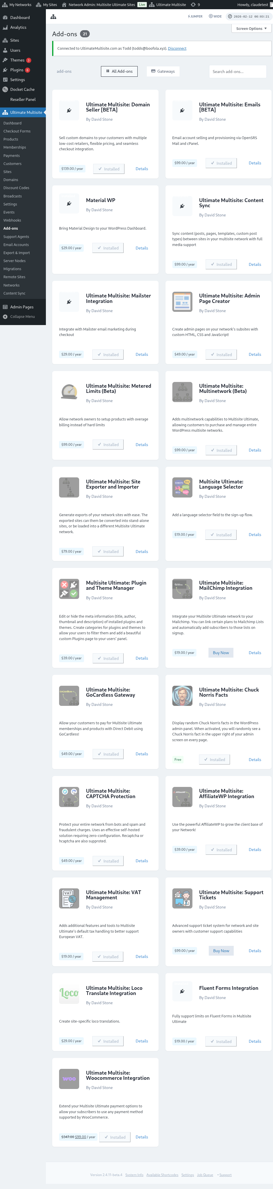 Add-ons page