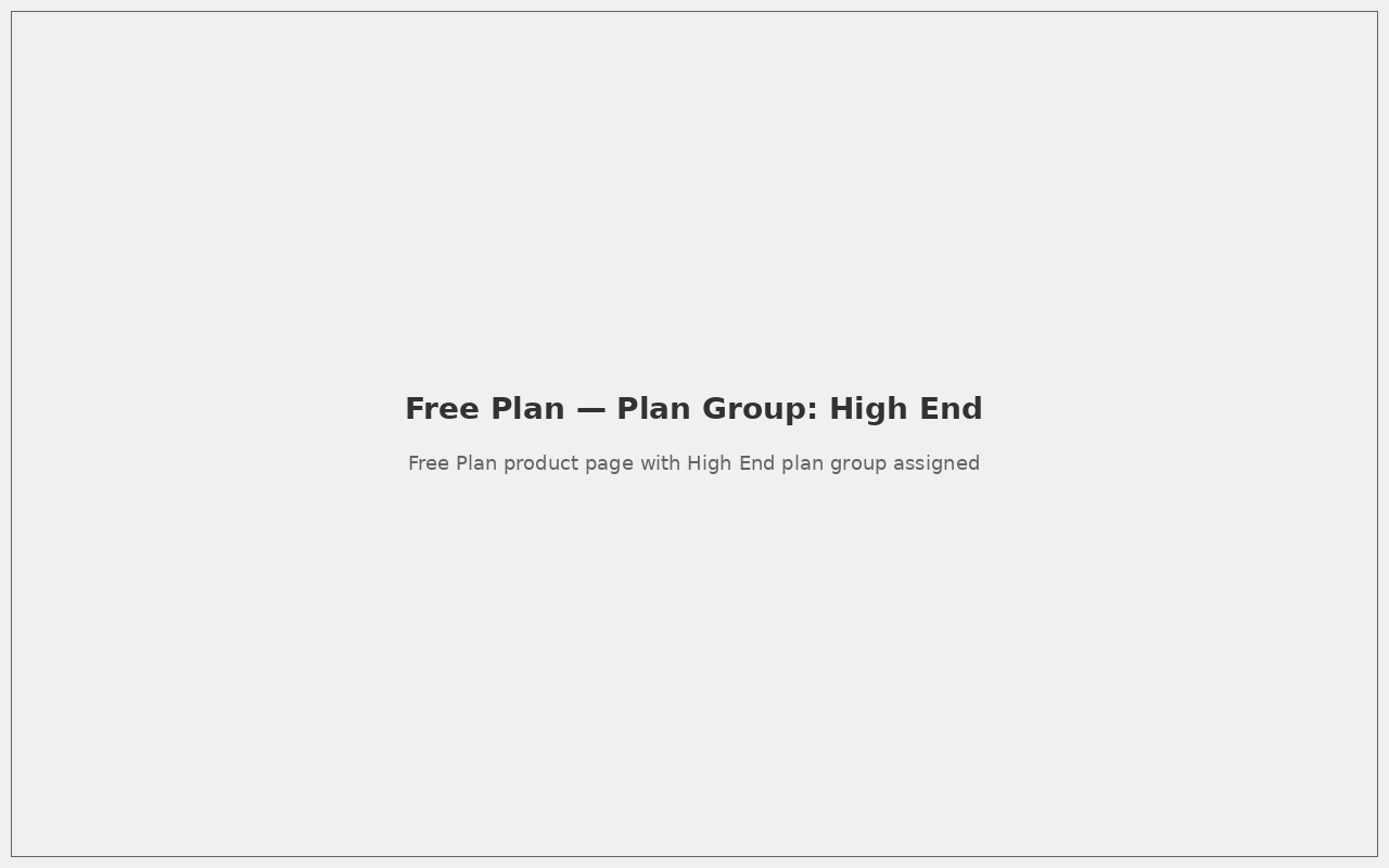 Produktseite des kostenlosen Tarifs mit zugewiesener High-End-Tarifgruppe