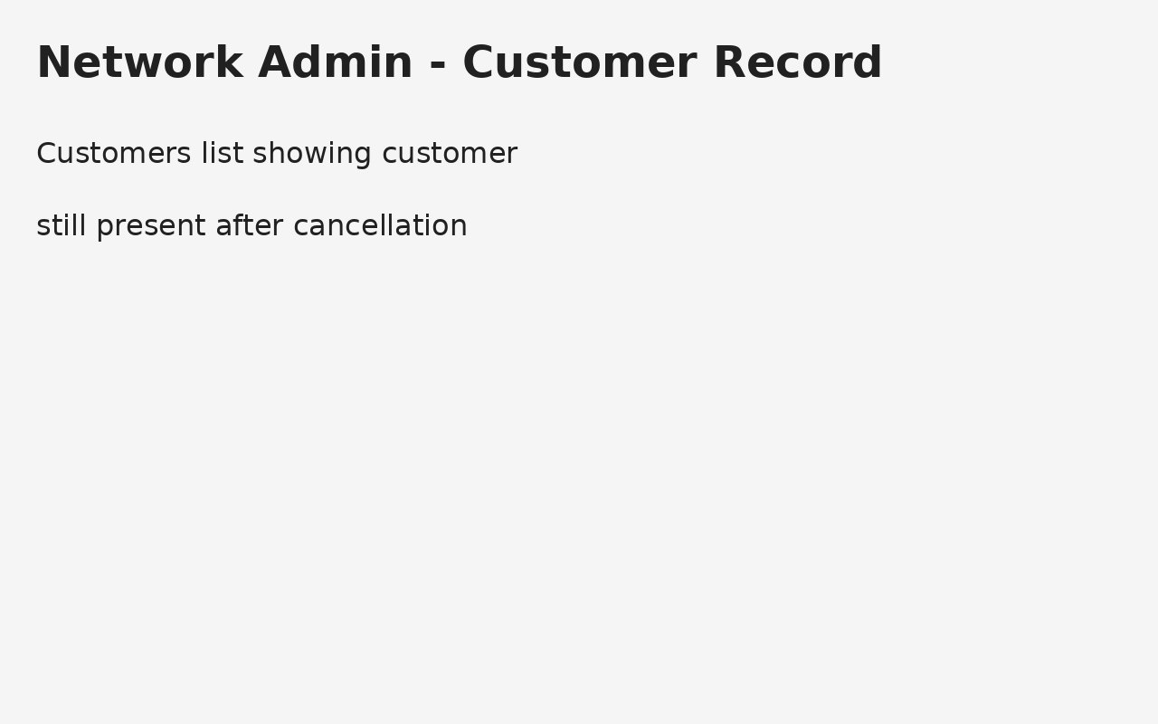 રદ કર્યા પછી પણ customer networkમાં અસ્તિત્વમાં છે