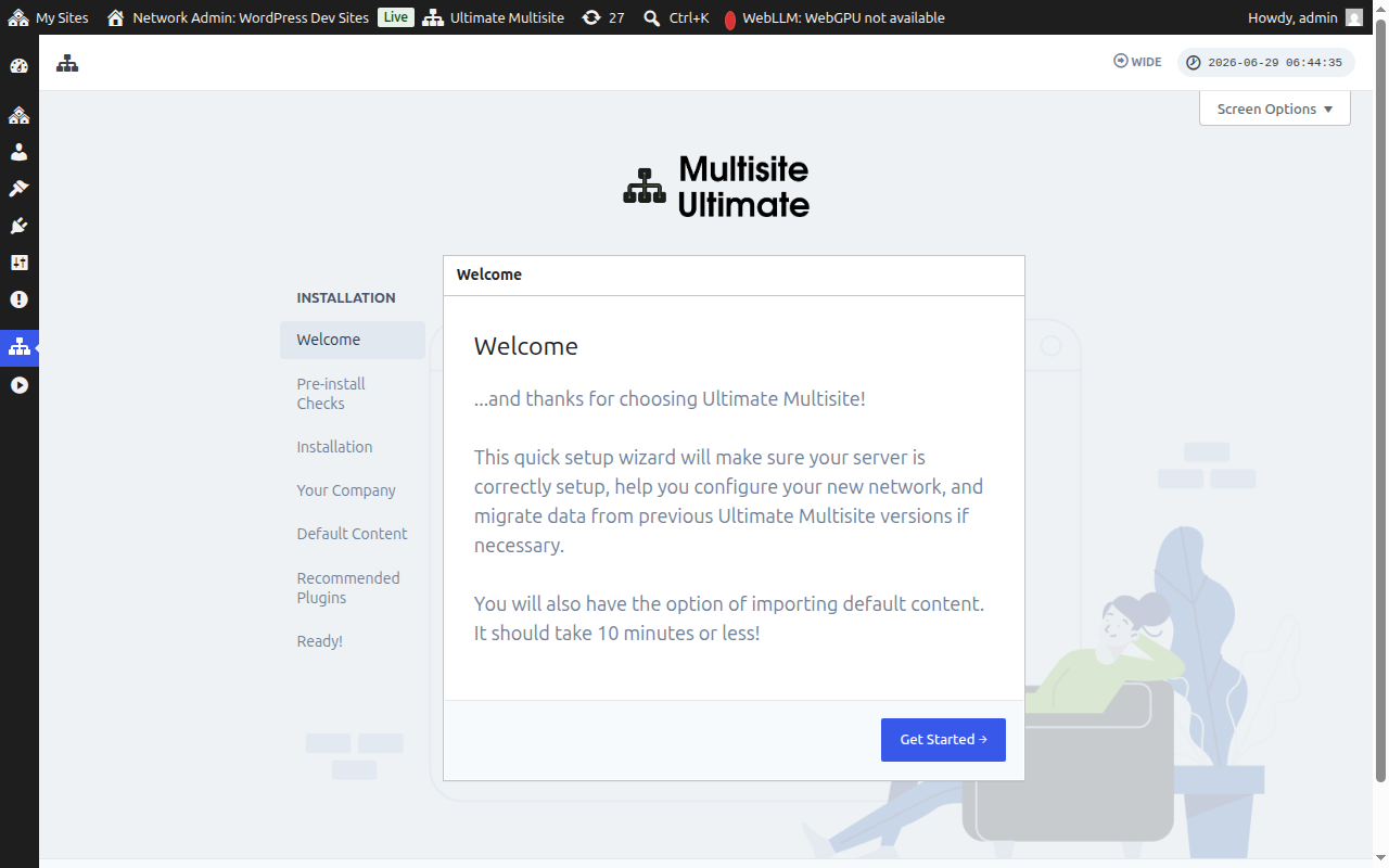Layar selamat datang Wizard Pengaturan