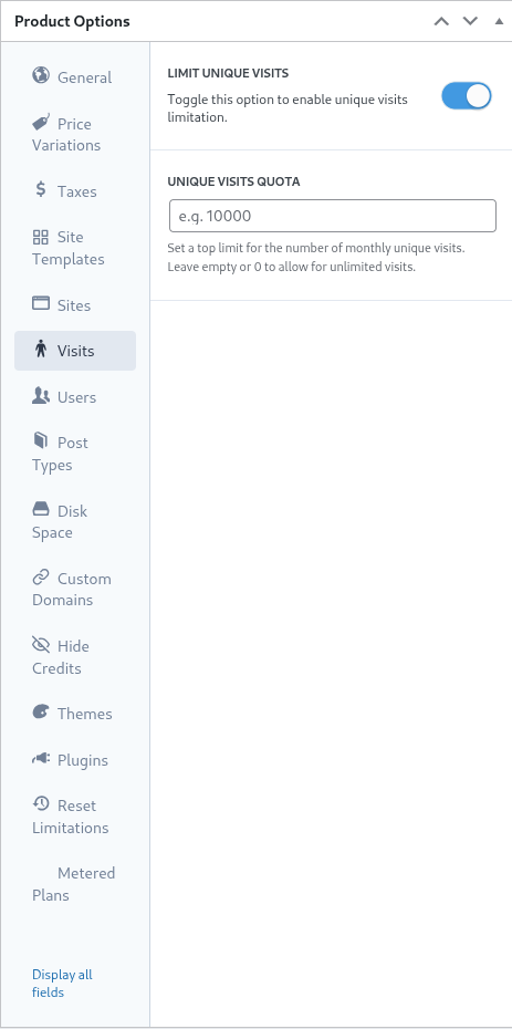 Visits tab