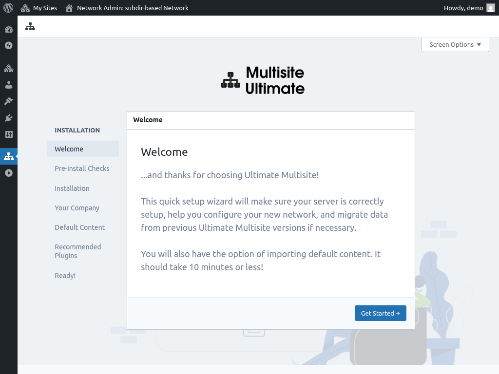 Setup Wizard welcome screen