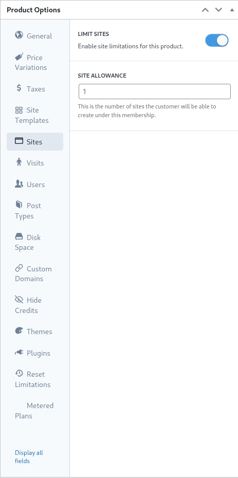 Sites tab