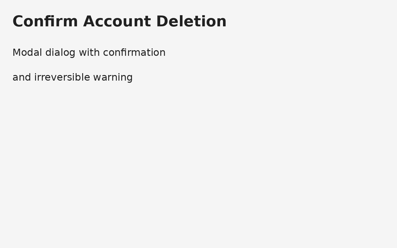 Account తొలగింపు నిర్ధారణ డైలాగ్