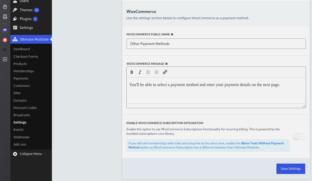 Cài đặt tích hợp subscription WooCommerce